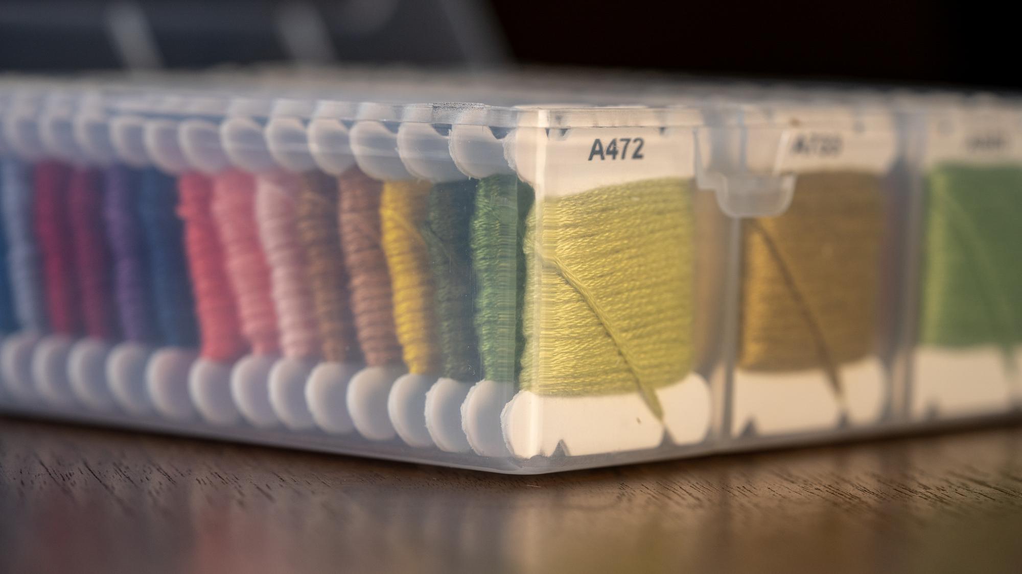 Stack of embroidered samples